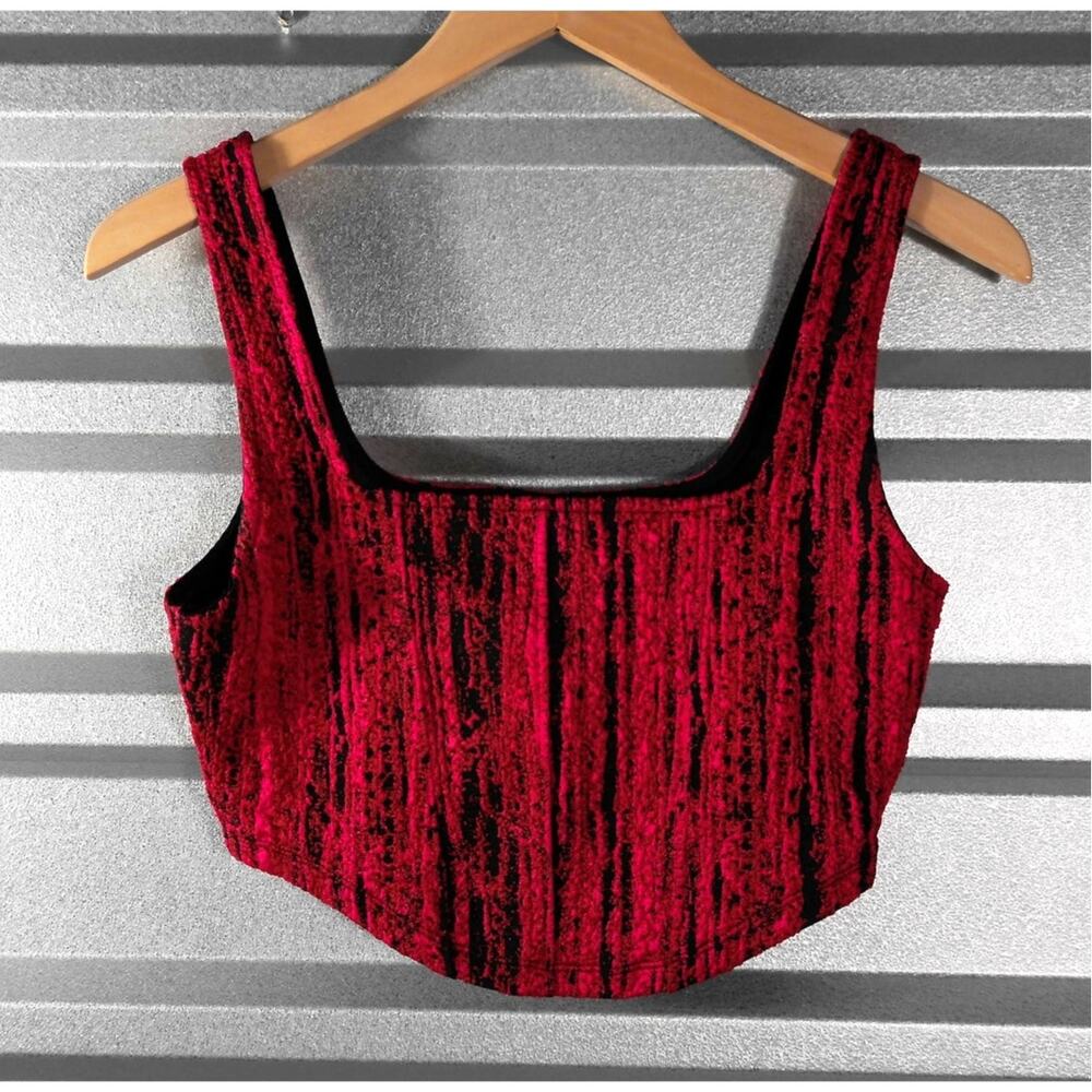 Zara Pink and Black Square Neck Corset Style Crop Top Sz S